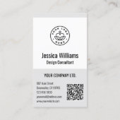 QR Code Business Logo Modern Professional Gray 名刺 (裏面)