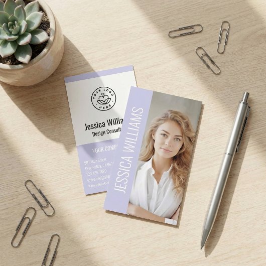 QR Code Business Logo Modern Professional Lavender 名刺