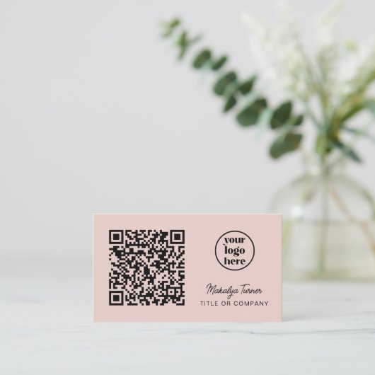 QR Code Business Logo Modern Professional Pink 名刺 (スタンド正面)