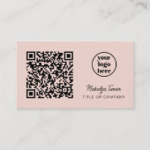 QR Code Business Logo Modern Professional Pink 名刺 (正面)