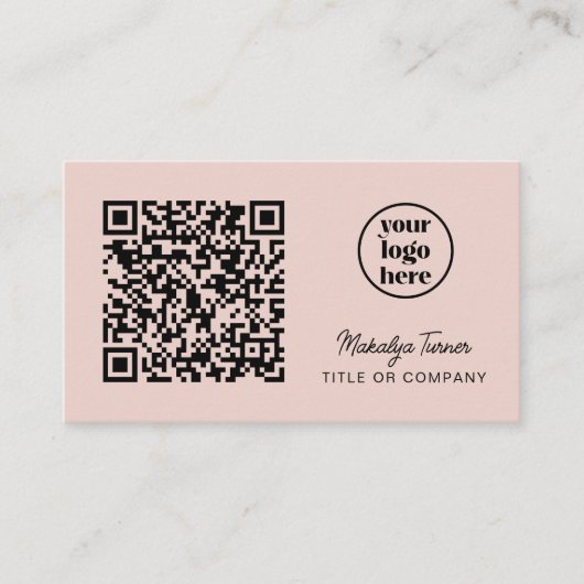 QR Code Business Logo Modern Professional Pink 名刺 (正面)