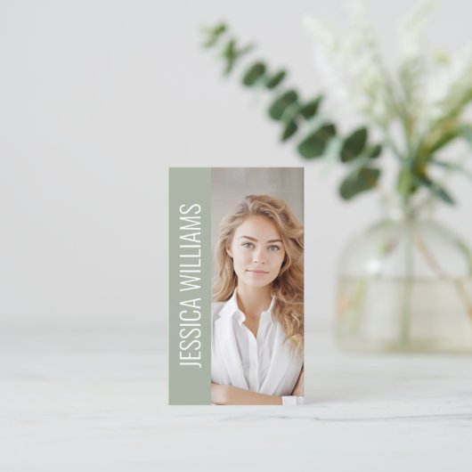 QR Code Business Logo Modern Professional Sage 名刺 (スタンド正面)