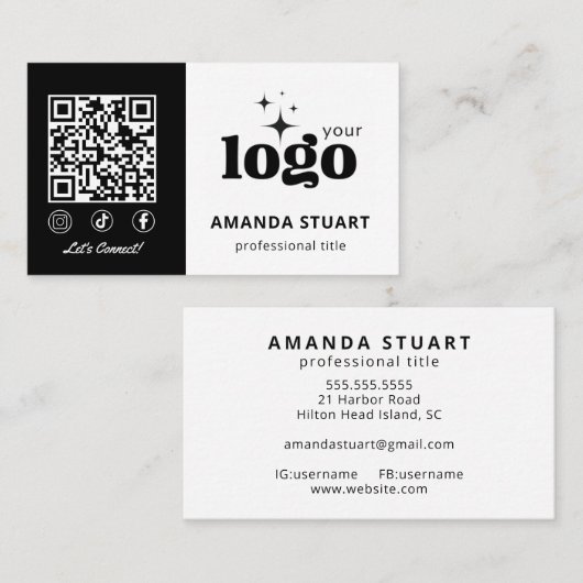 QR Code Business Logo Modern Professional Template 名刺 (正面/裏面)