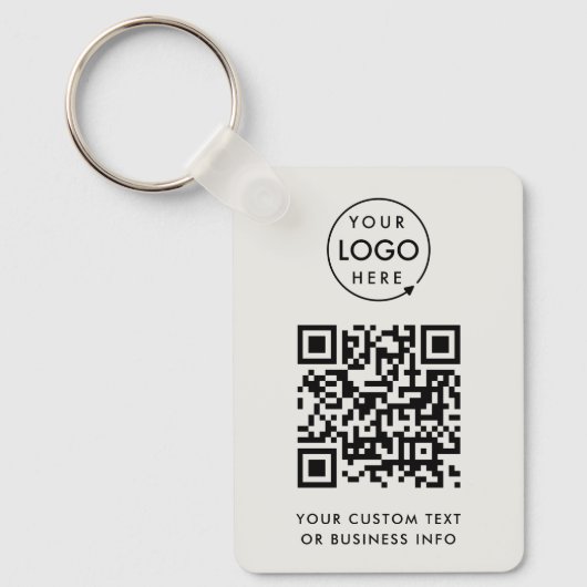 QR Code | Business Logo Professional Simple Gray キーホルダー (正面)