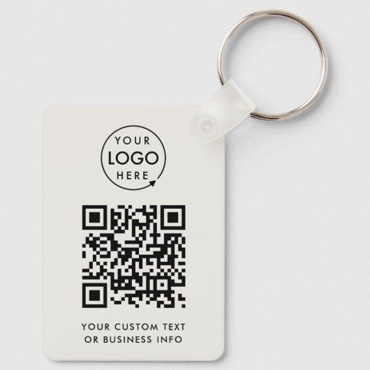 QR Code | Business Logo Professional Simple Gray キーホルダー (裏面)