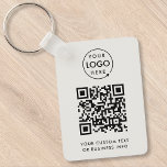 QR Code | Business Logo Professional Simple Gray キーホルダー<br><div class="desc">A simple custom gray business QR code keychain template in a modern minimalist style which can be easily updated with your company logo,  QR code and custom text,  eg. scan me to...  #QRcode #logo #keychain #business</div>