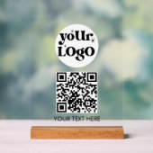 QR Code Business Logo Scan Me アクリルサイン (ニュートラル)