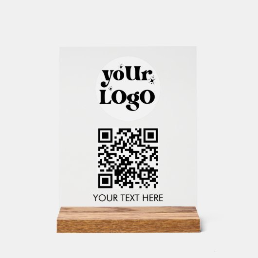 QR Code Business Logo Scan Me アクリルサイン (正面)