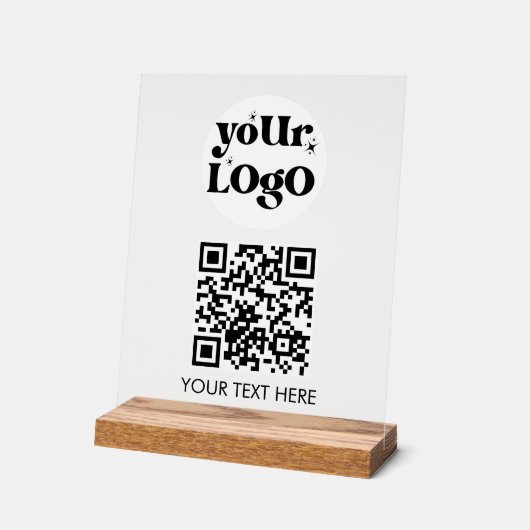 QR Code Business Logo Scan Me アクリルサイン (傾斜)