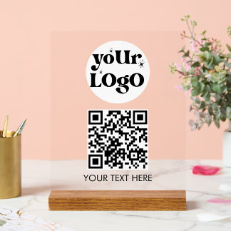 QR Code Business Logo Scan Me アクリルサイン