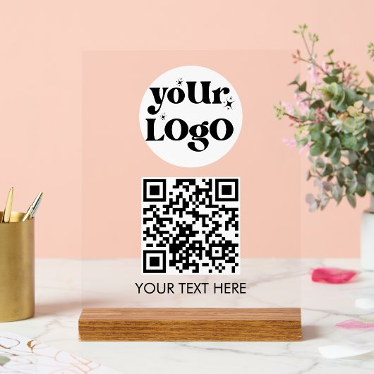 QR Code Business Logo Scan Me アクリルサイン