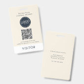 QR Code Business Logo Visitor ID Modern バッジ (正面＆裏面)