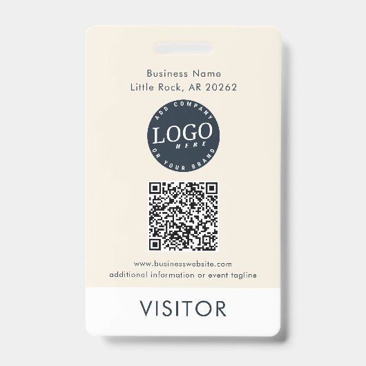 QR Code Business Logo Visitor ID Modern バッジ (正面)