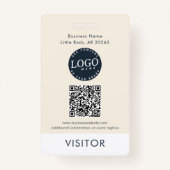 QR Code Business Logo Visitor ID Modern バッジ (正面)