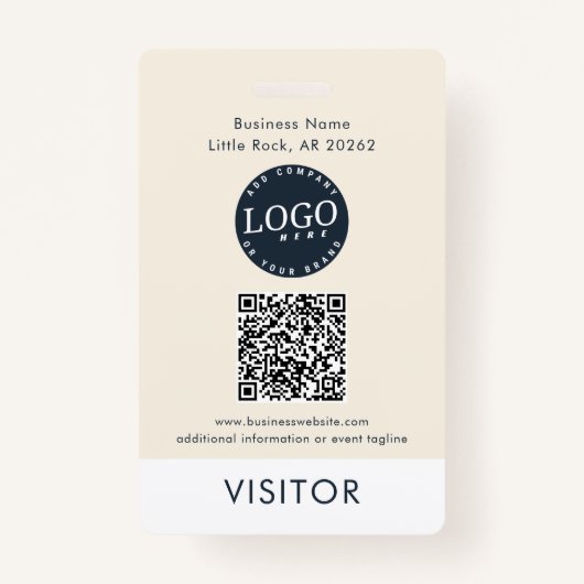 QR Code Business Logo Visitor ID Modern バッジ (正面)