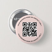 QR Code Business Template Blush Pink 缶バッジ (正面&裏面)