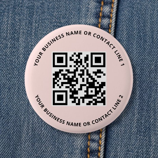 QR Code Business Template Blush Pink 缶バッジ