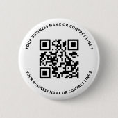 QR Code Business Template White 缶バッジ (正面)
