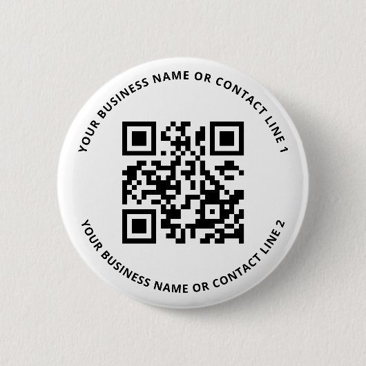 QR Code Business Template White  缶バッジ (正面)