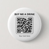QR Code Buy Me A Drink Minimal Party Payment 缶バッジ (正面)