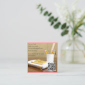 QR Code Calculator Pink Tutor Math Teacher スクエア名刺 (スタンド正面)