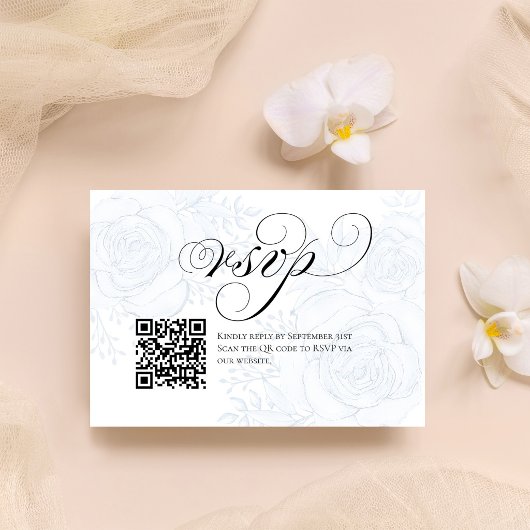 QR Code Calligraphy Wedding RSVP Response Card