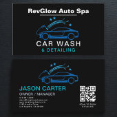 QR Code Car Wash & Detailing Blue Luxury Style 名刺