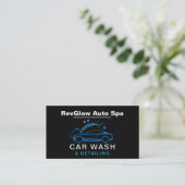 QR Code Car Wash & Detailing Blue Luxury Style 名刺 (スタンド正面)