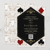 QR Code Casino Night Poker Christmas Holiday 招待状 (正面/裏面)