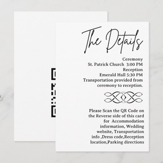 QR Code Celtic Knot Wedding Details エンクロージャーカード (正面/裏面)