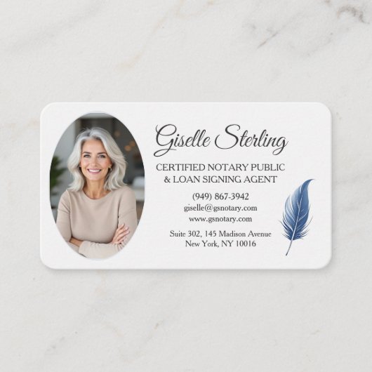 QR Code Certified Notary Public Navy Blue 名刺 (正面)