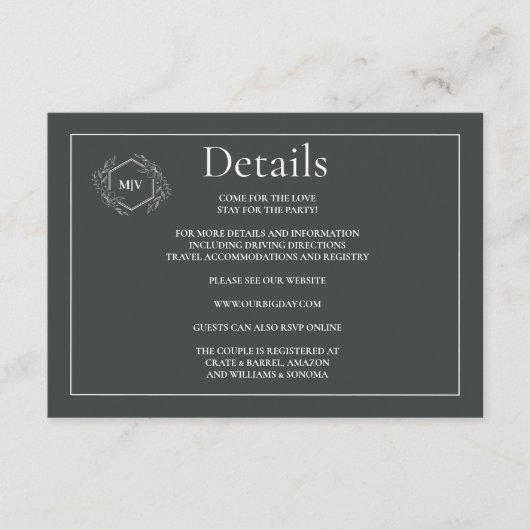 QR Code Charcoal Grey  Enclosure Card Details エンクロージャーカード (正面)