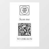 QR Code Check-In | Business Logo Display Sign ウィンドウサイン (シート)