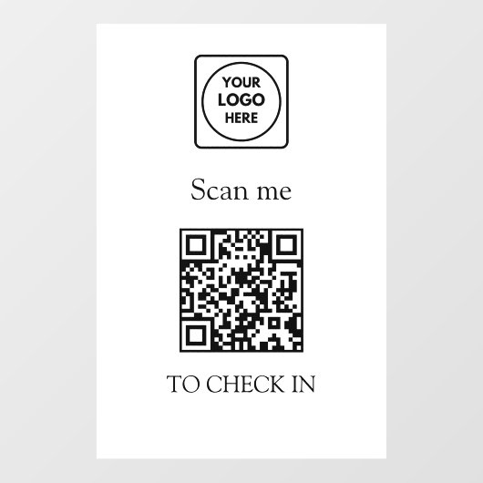 QR Code Check-In | Business Logo Display Sign ウィンドウサイン (シート)