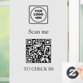 QR Code Check-In | Business Logo Display Sign ウィンドウサイン (ホーム)