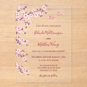 QR Code | Cherry Blossoms  Pink White Wedding アクリル招待状 (正面)