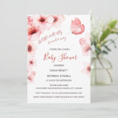 QR Code Cherry Blossoms Watercolor Baby Shower 招待状 (スタンド正面)