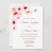 QR Code Cherry Blossoms Watercolor Wedding 招待状 (正面)