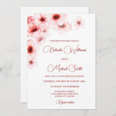 QR Code Cherry Blossoms Watercolor Wedding 招待状 (正面/裏面)