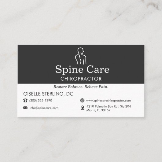 QR Code Chiropractor Office Spine Logo 名刺 (正面)