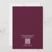 QR Code Classic Formal Burgundy Leafy Wedding 招待状 (裏面)