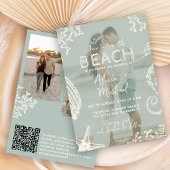 QR code coastal beach destination wedding 招待状