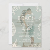 QR code coastal beach destination wedding 招待状 (正面)