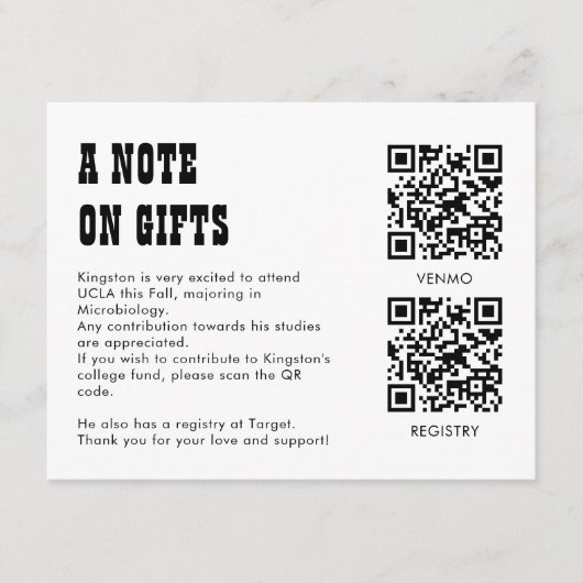 QR Code Collage Fund -cum-Thank You Grad Enclosure エンクロージャーカード (正面)