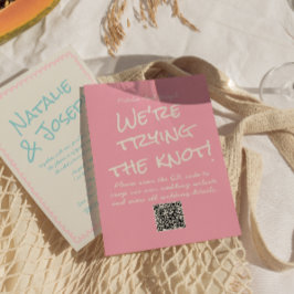 QR Code Colorful Pastel Hand Written Fun Wedding 招待状