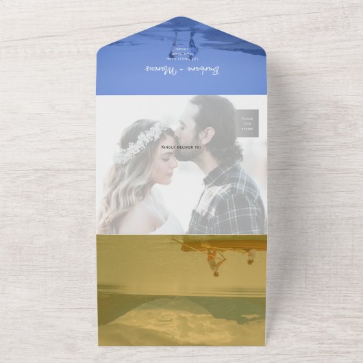 QR Code Colorful Photo Wedding オールインワン招待状 (外側)