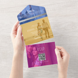 QR Code Colorful Photo Wedding オールインワン招待状