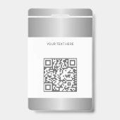 QR code company logo employee photo silver ID バッジ (Back)