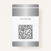 QR code company logo employee photo silver ID バッジ (裏面)