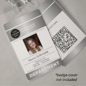 QR code company logo employee photo silver ID バッジ
